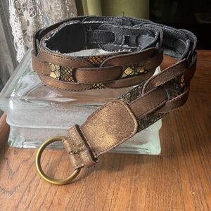 Ansaldo imports leather made in Italy metallic gold & bronze belt